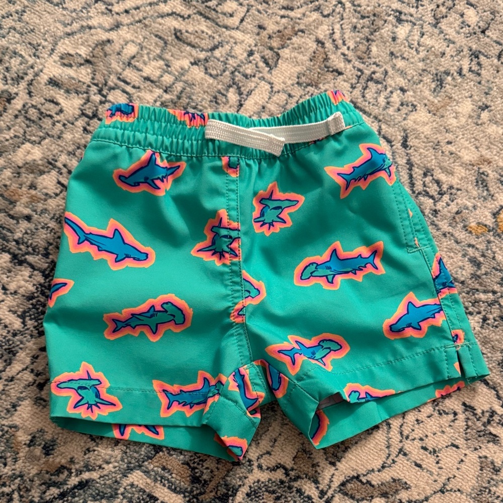 Chubbies Kids Teal Shark Print Shorts